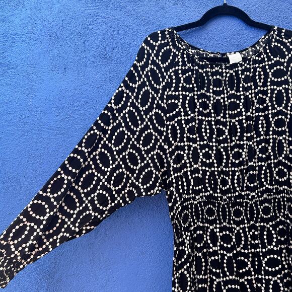 h&m pearl print long sleeve midi dress - Picture 2 of 6